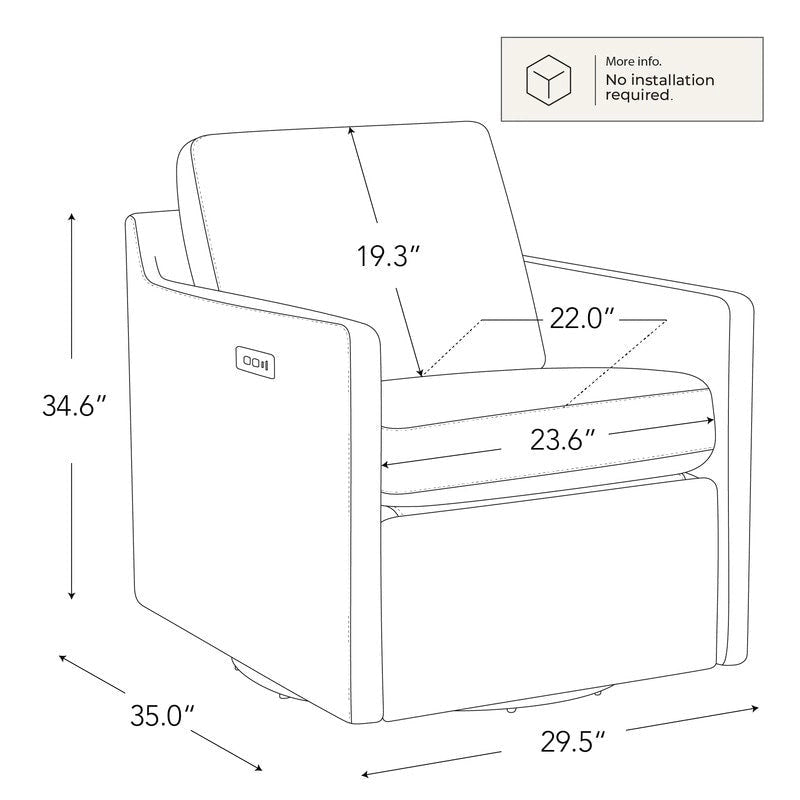 Fauteuil inclinable pivotant électrique avec ports USB et Type-C | Peu encombrant