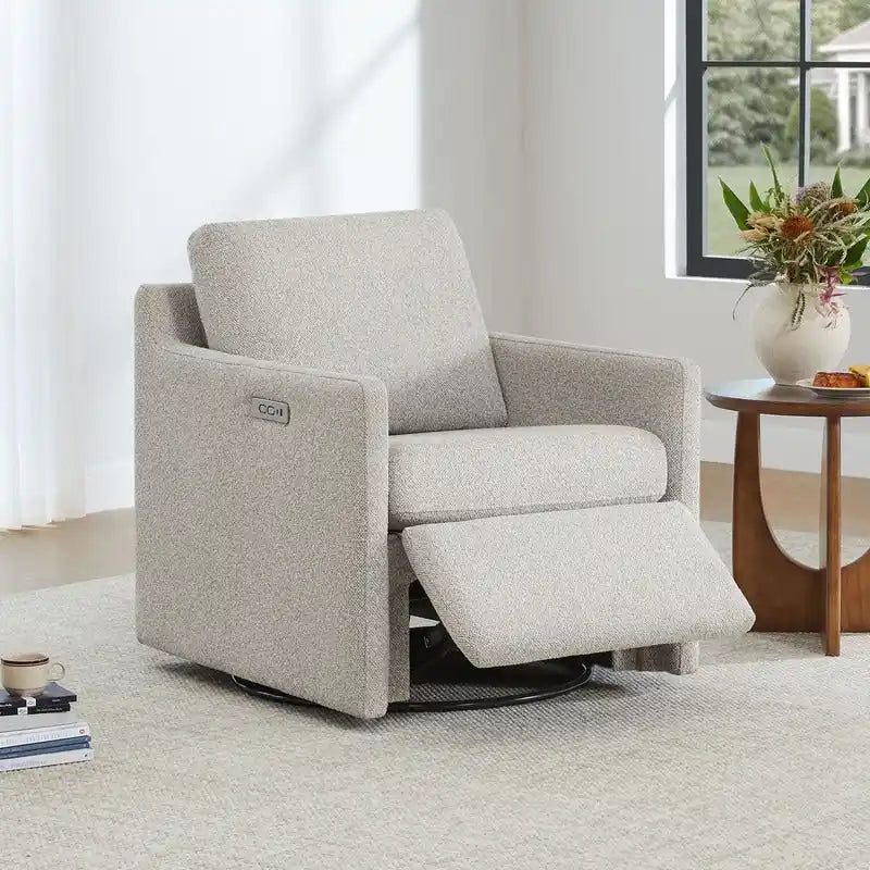 Fauteuil inclinable pivotant électrique avec ports USB et Type-C | Peu encombrant