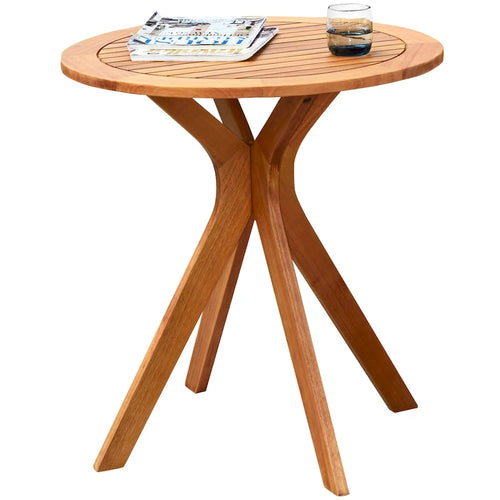Table de bistrot ronde de 27" en bois d'eucalyptus massif pour l'intérieur et l'extérieur
