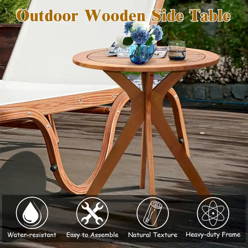Table de bistrot ronde de 27" en bois d'eucalyptus massif pour l'intérieur et l'extérieur