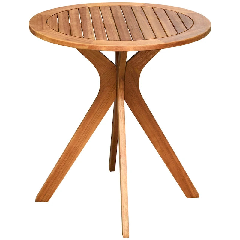 Table de bistrot ronde de 27" en bois d'eucalyptus massif pour l'intérieur et l'extérieur