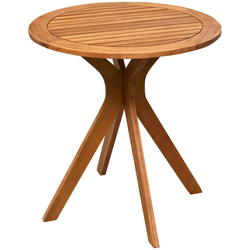 Table de bistrot ronde de 27" en bois d'eucalyptus massif pour l'intérieur et l'extérieur