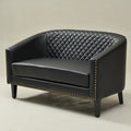 Causeuse touffetée en simili-cuir en forme de tonneau de 50" avec rivets en laiton