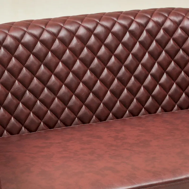 Causeuse touffetée en simili-cuir en forme de tonneau de 50" avec rivets en laiton