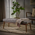 Banc ottoman capitonné en tissu | Cadre en bois d'hévéa