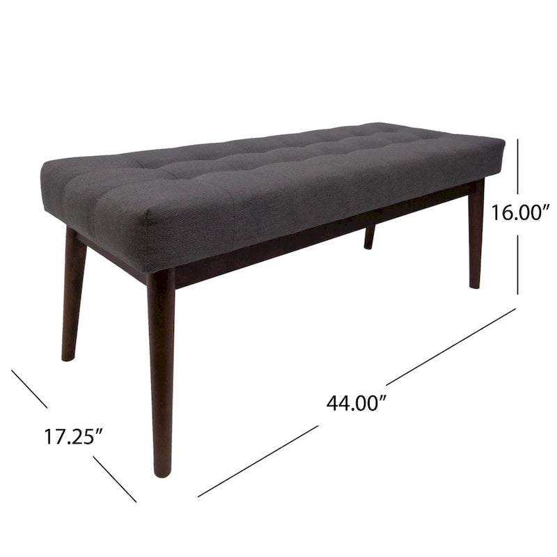 Banc ottoman capitonné en tissu | Cadre en bois d'hévéa