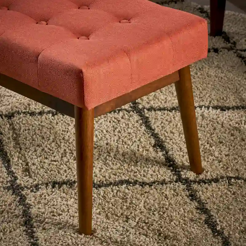 Banc ottoman capitonné en tissu | Cadre en bois d'hévéa
