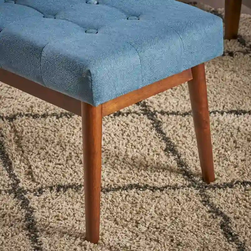 Banc ottoman capitonné en tissu | Cadre en bois d'hévéa