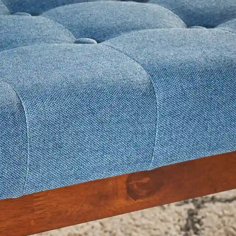 Banc ottoman capitonné en tissu | Cadre en bois d'hévéa