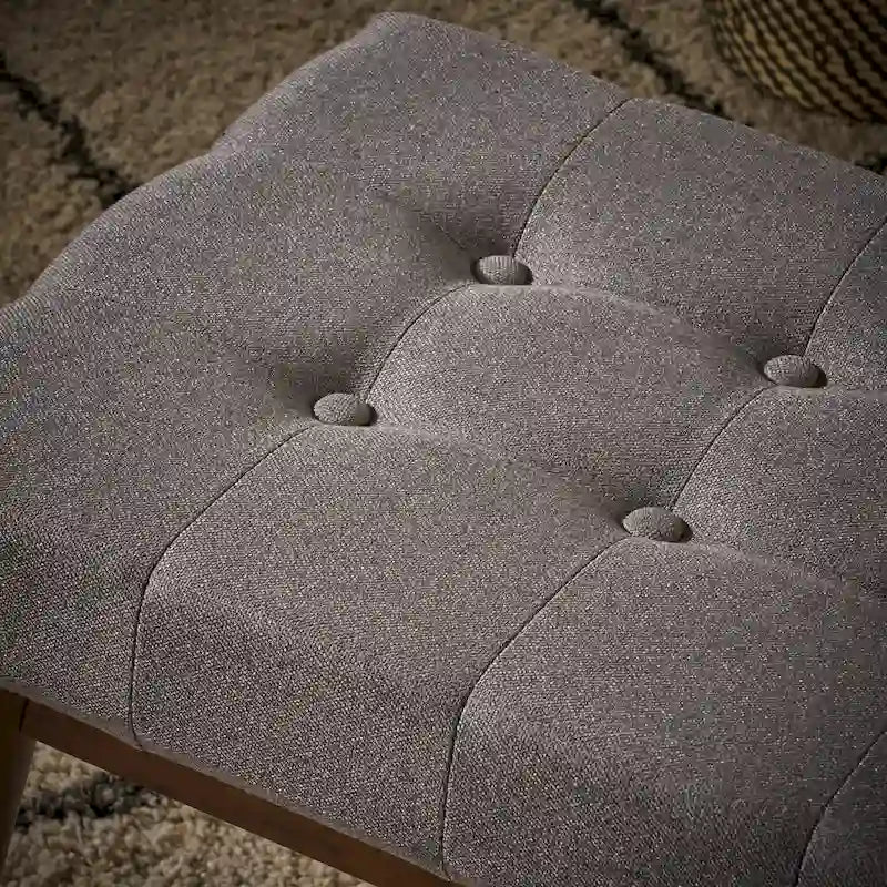 Banc ottoman capitonné en tissu | Cadre en bois d'hévéa