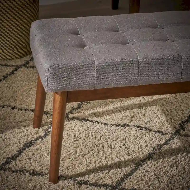 Banc ottoman capitonné en tissu | Cadre en bois d'hévéa