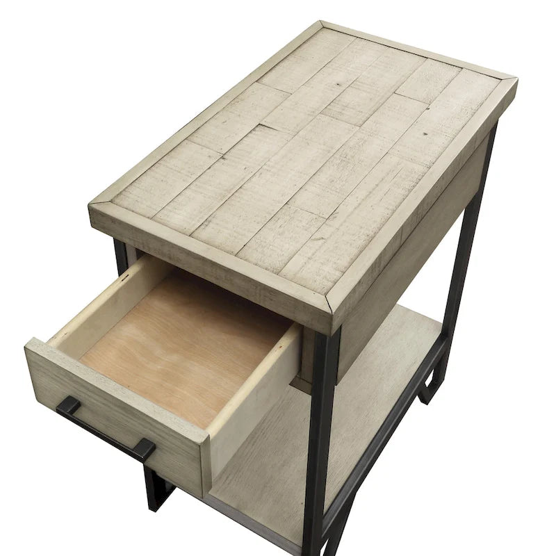 Table d'appoint rustique à 1 tiroir avec étagère inférieure