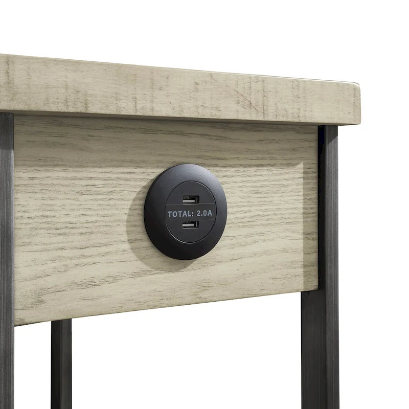 Table d'appoint rustique à 1 tiroir avec étagère inférieure