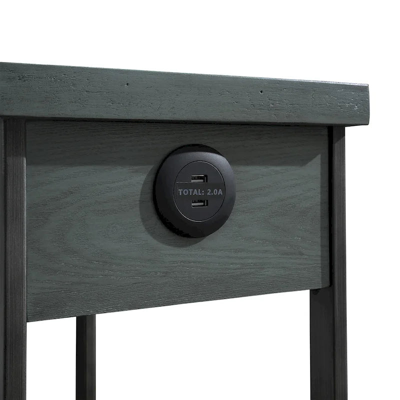 Table d'appoint rustique à 1 tiroir avec étagère inférieure