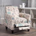 Fauteuil inclinable club fleuri beige clair et bleu