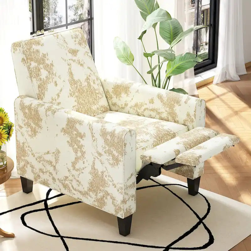 Fauteuil inclinable club fleuri beige clair et bleu