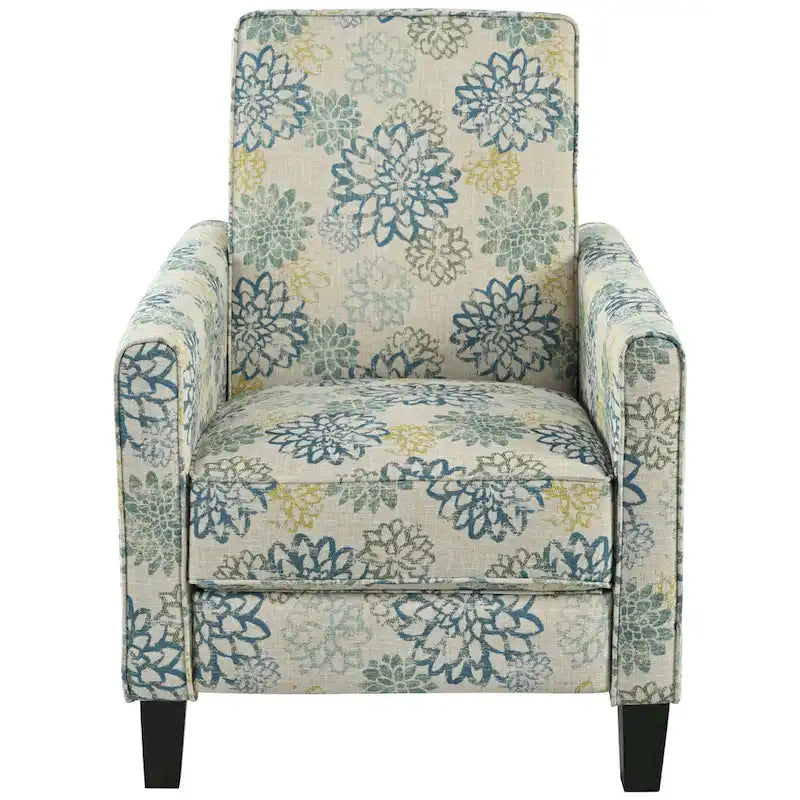 Fauteuil inclinable club fleuri beige clair et bleu