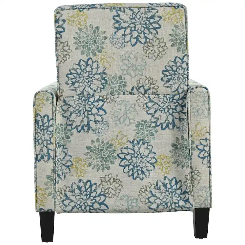 Fauteuil inclinable club fleuri beige clair et bleu