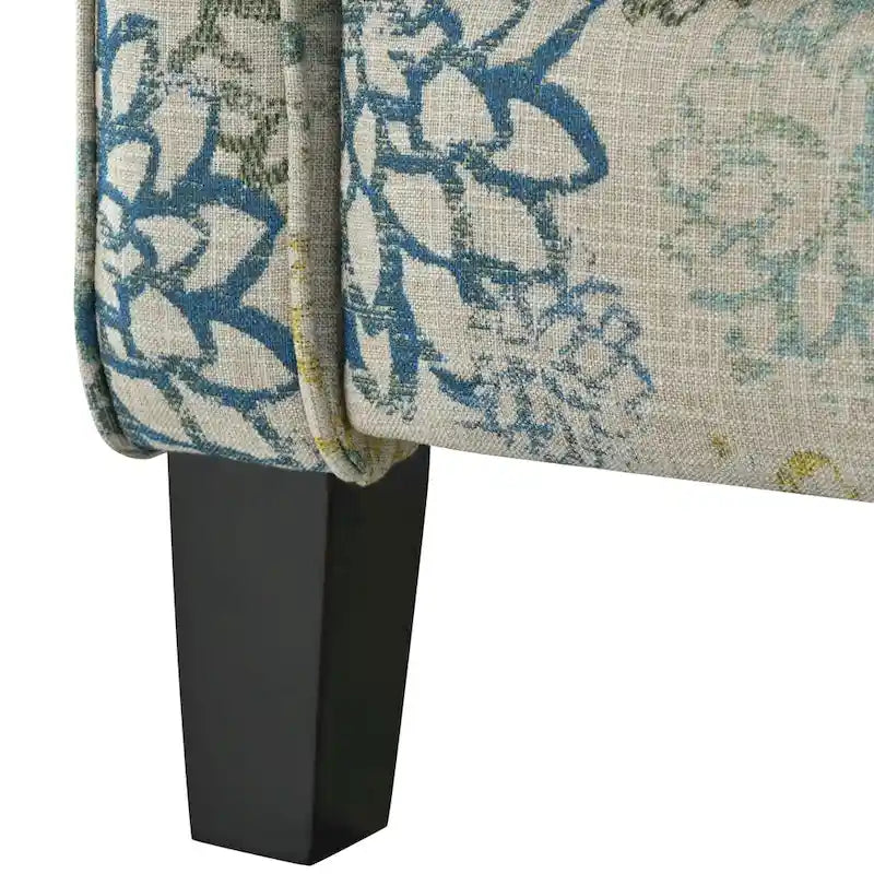 Fauteuil inclinable club fleuri beige clair et bleu