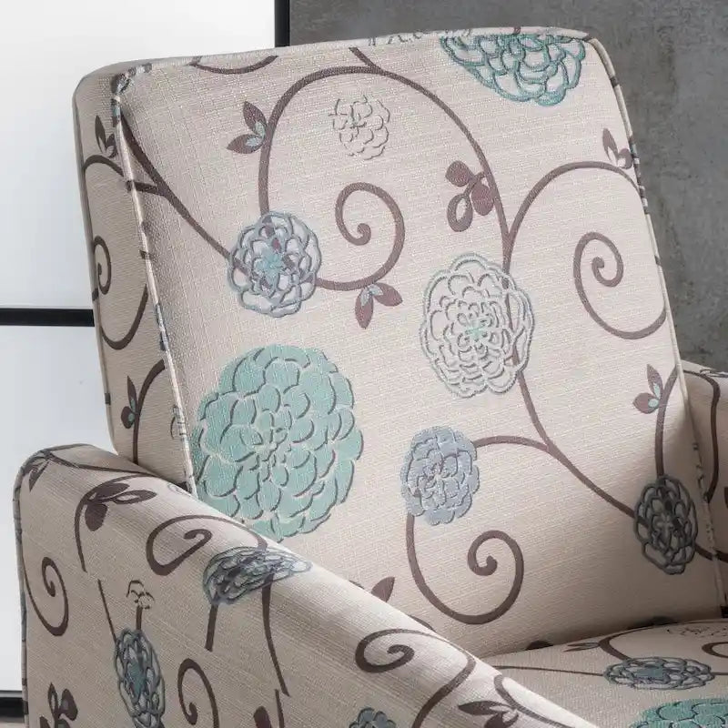 Fauteuil inclinable club fleuri beige clair et bleu