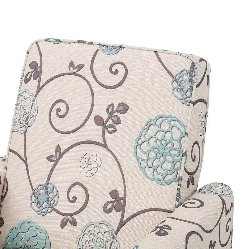 Fauteuil inclinable club fleuri beige clair et bleu