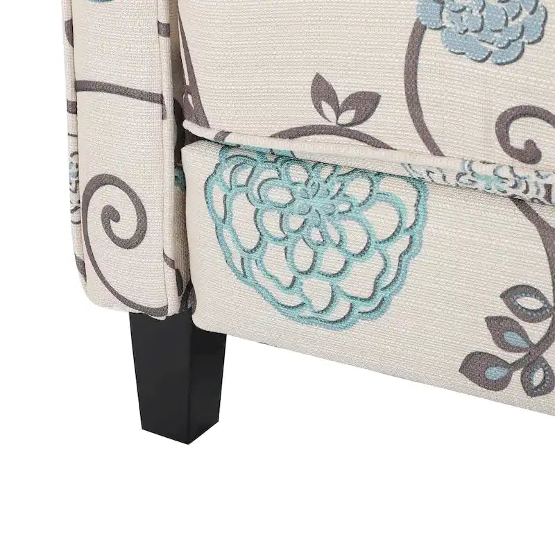 Fauteuil inclinable club fleuri beige clair et bleu