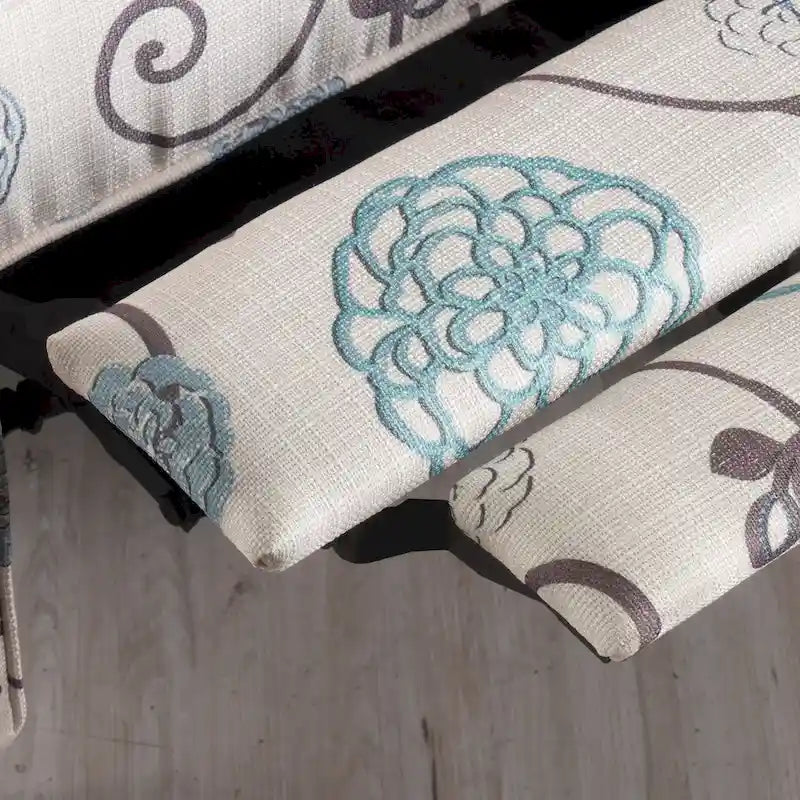Fauteuil inclinable club fleuri beige clair et bleu
