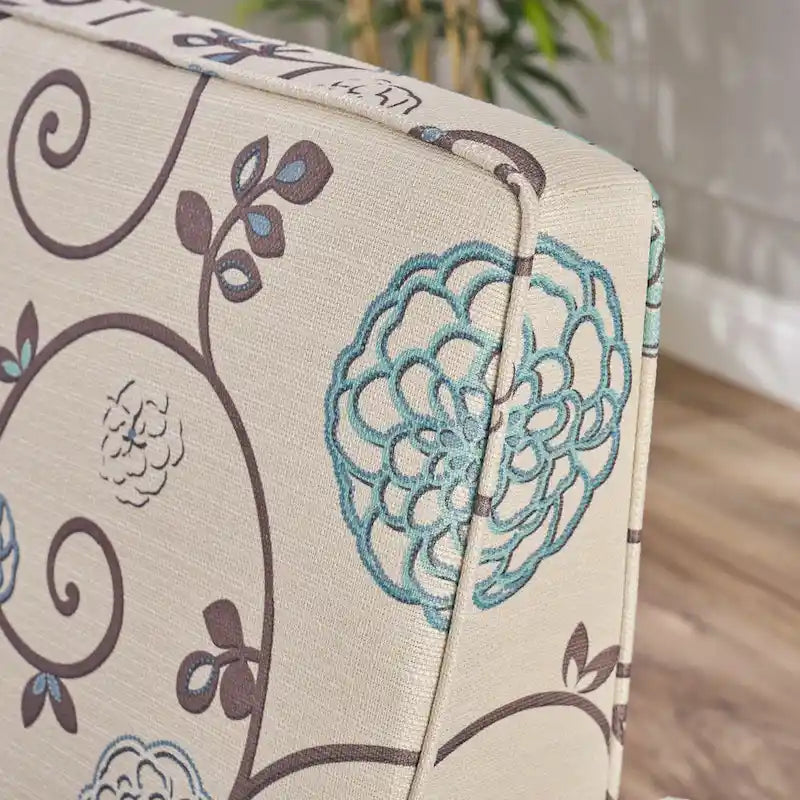 Fauteuil inclinable club fleuri beige clair et bleu