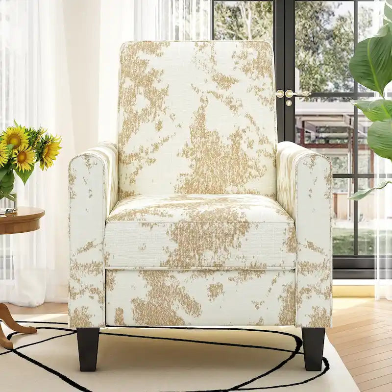 Fauteuil inclinable club fleuri beige clair et bleu