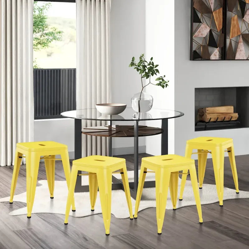 Tabourets de bar industriels en métal sans dossier de 45,7 cm, empilables, lot de 4