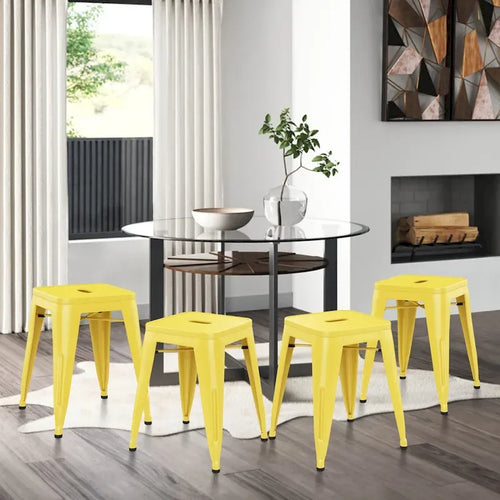Tabourets de bar industriels en métal sans dossier de 45,7 cm, empilables, lot de 4