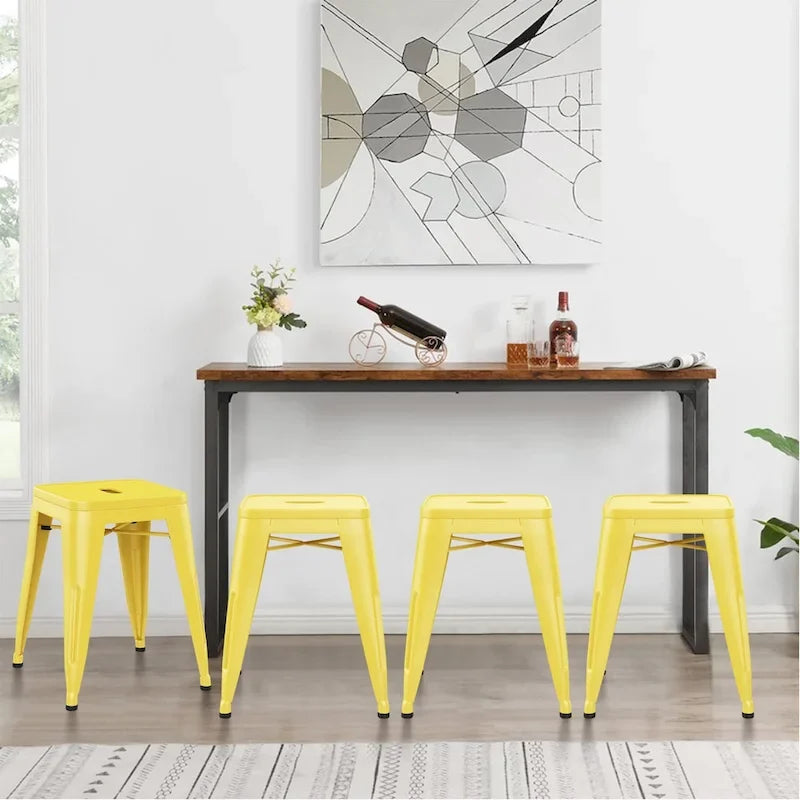 Tabourets de bar industriels en métal sans dossier de 45,7 cm, empilables, lot de 4