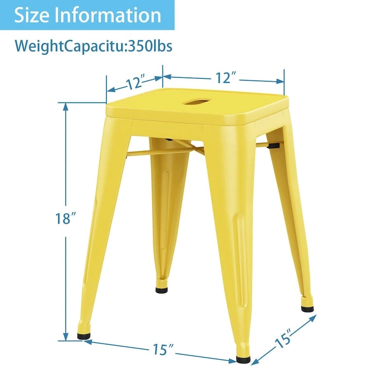 Tabourets de bar industriels en métal sans dossier de 45,7 cm, empilables, lot de 4
