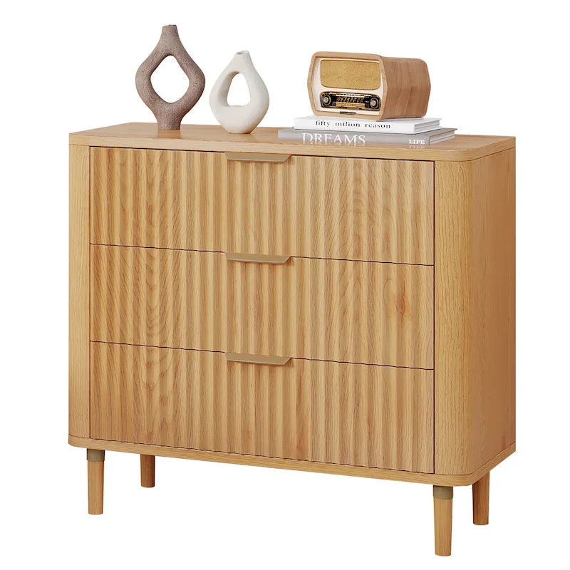 Commode moderne à 3 tiroirs cannelés
