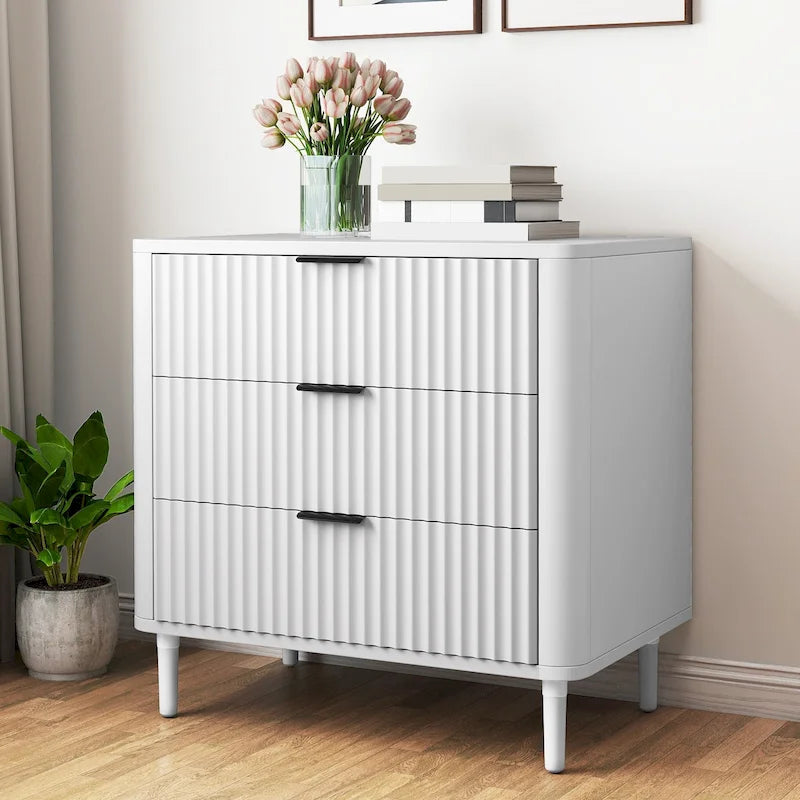 Commode moderne à 3 tiroirs cannelés