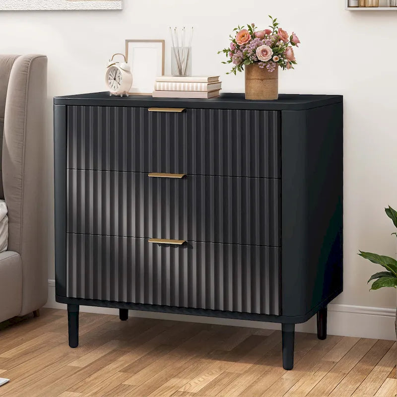 Commode moderne à 3 tiroirs cannelés