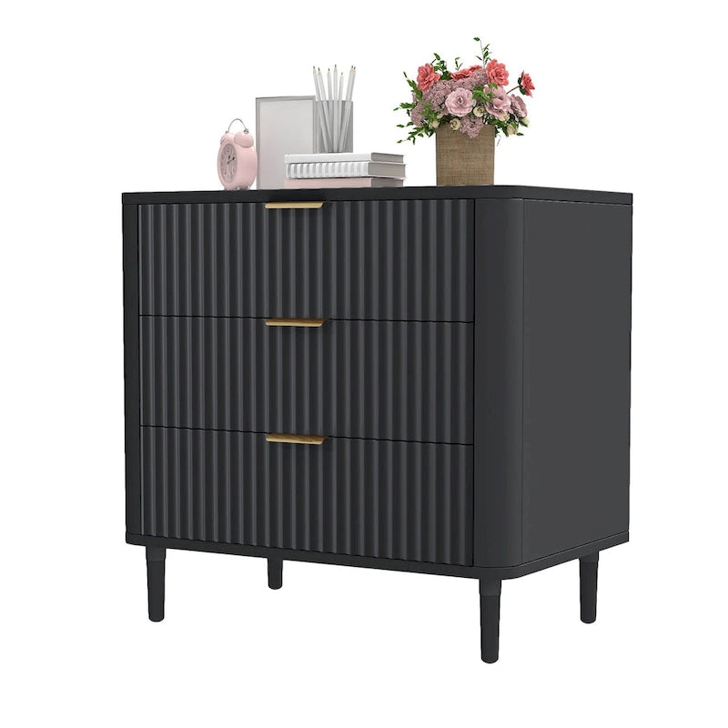 Commode moderne à 3 tiroirs cannelés