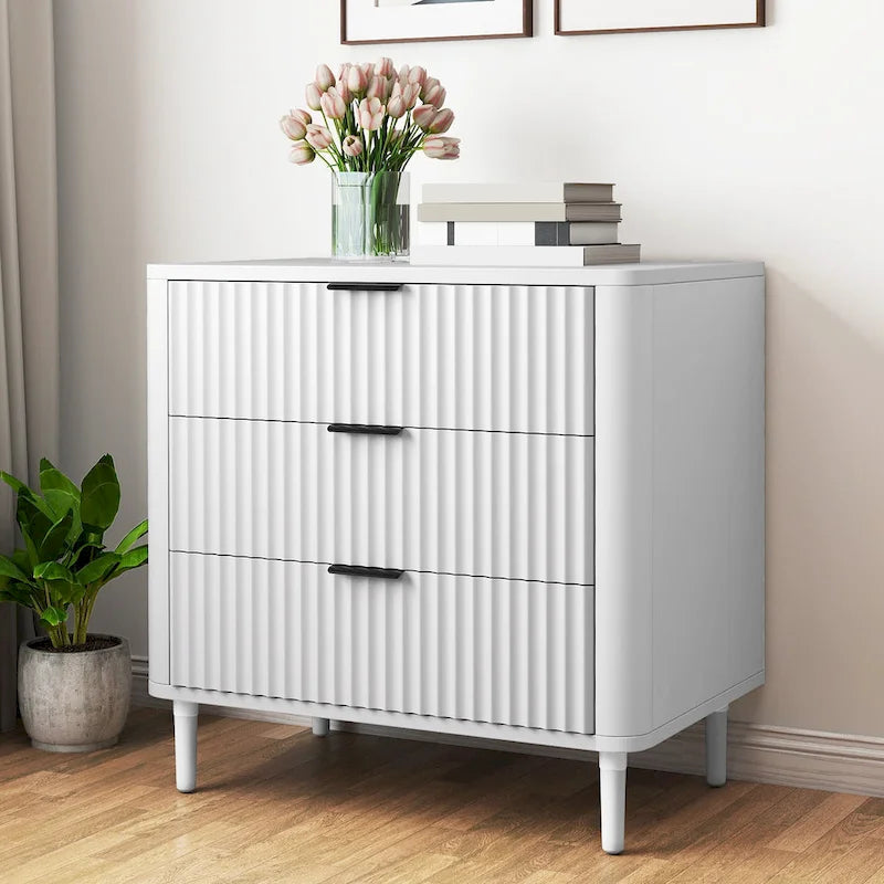 Commode moderne à 3 tiroirs cannelés