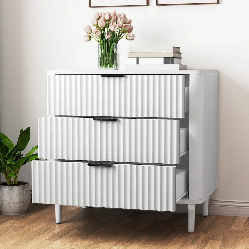 Commode moderne à 3 tiroirs cannelés