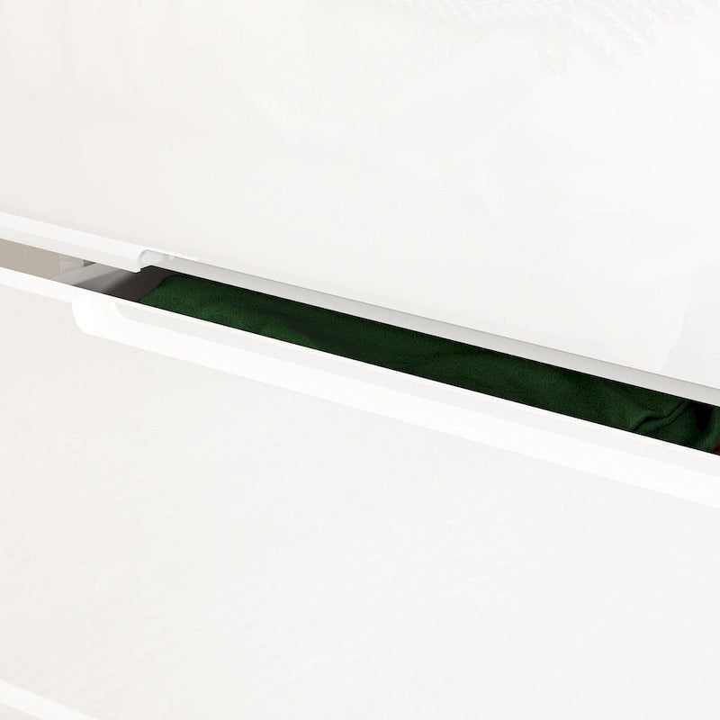 Commode haute brillance à 5 tiroirs avec éclairage LED et plateau spacieux