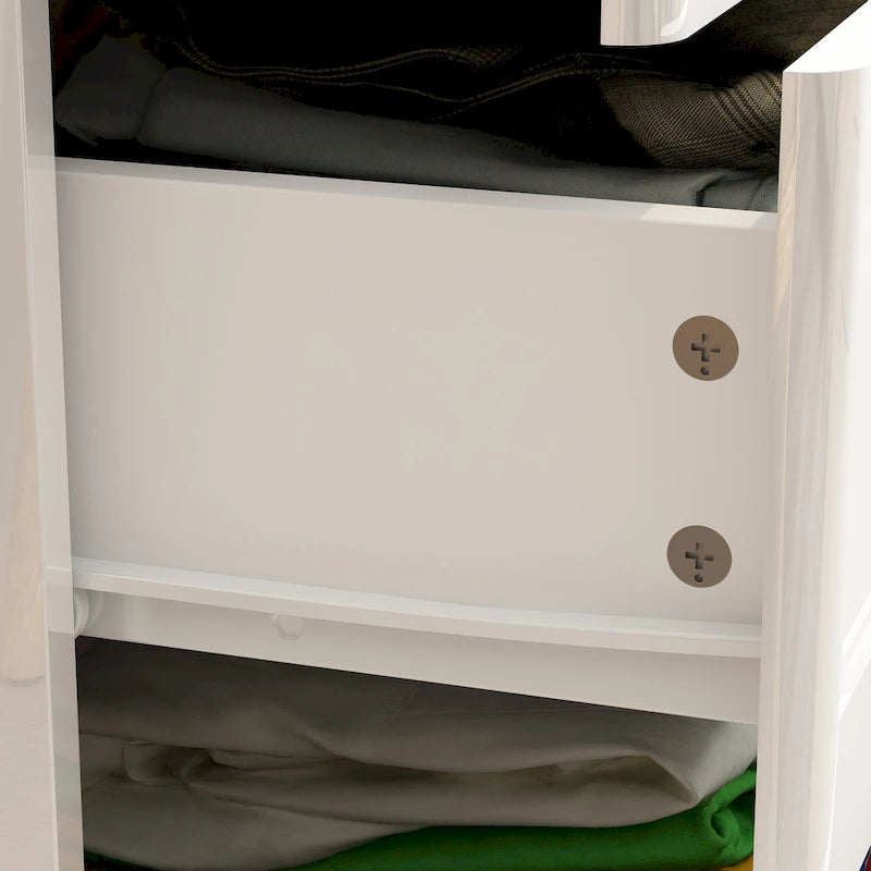 Commode haute brillance à 5 tiroirs avec éclairage LED et plateau spacieux