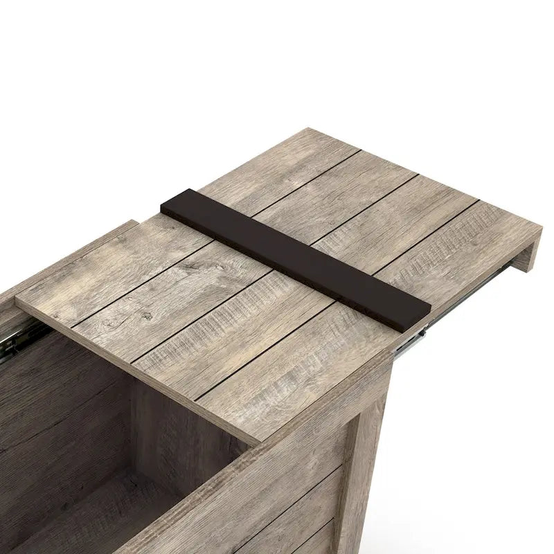 Banc de rangement rustique en chêne vieilli
