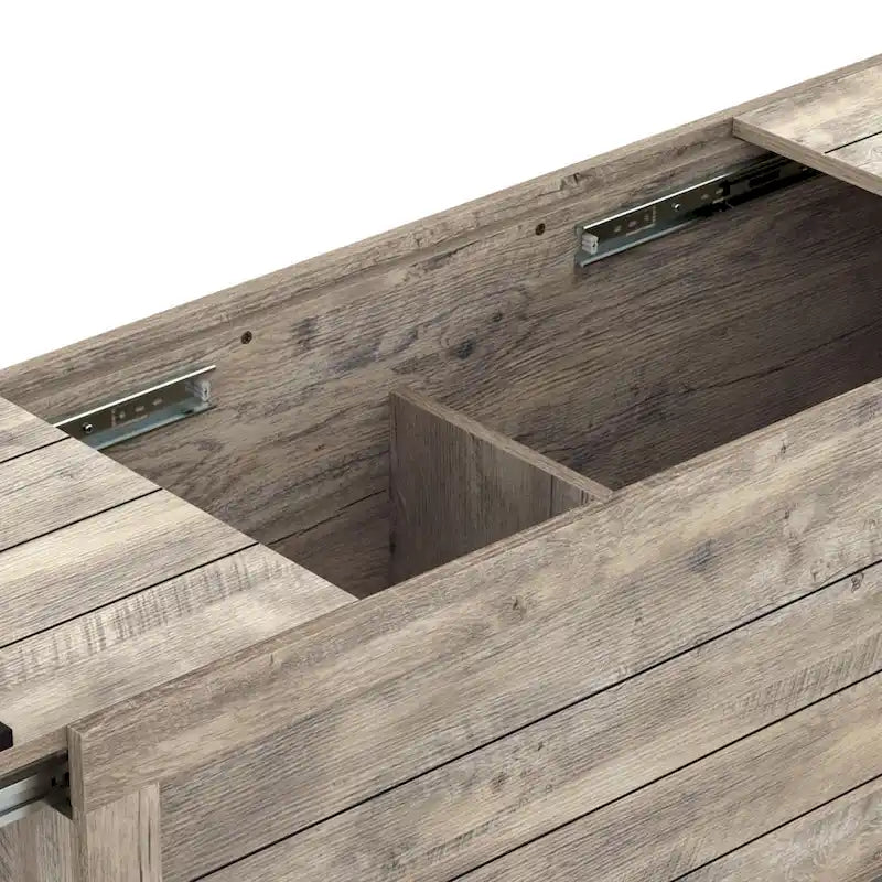 Banc de rangement rustique en chêne vieilli