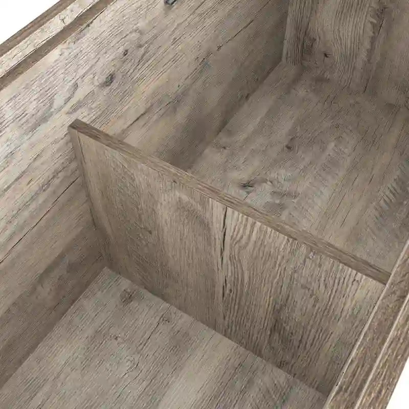 Banc de rangement rustique en chêne vieilli