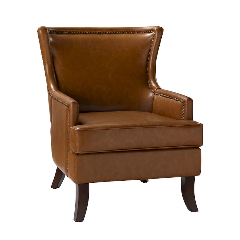 Fauteuil à oreilles ergonomique en similicuir végétalien de style Mid-Century Modern