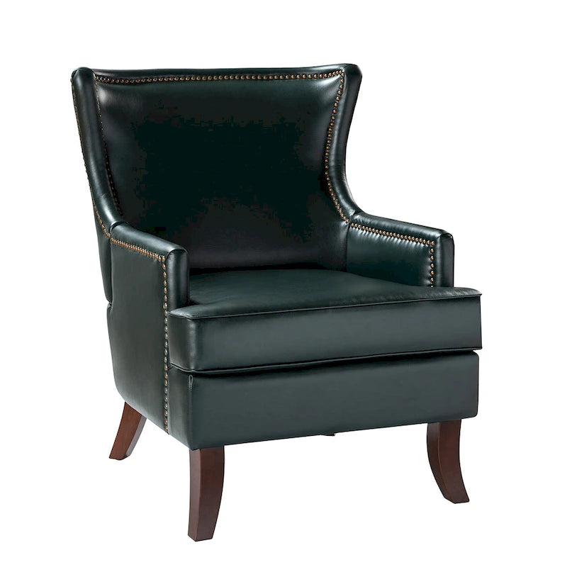 Fauteuil à oreilles ergonomique en similicuir végétalien de style Mid-Century Modern
