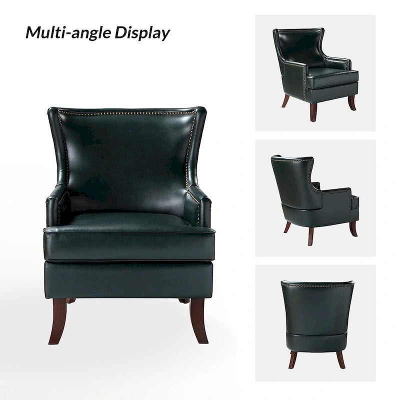 Fauteuil à oreilles ergonomique en similicuir végétalien de style Mid-Century Modern