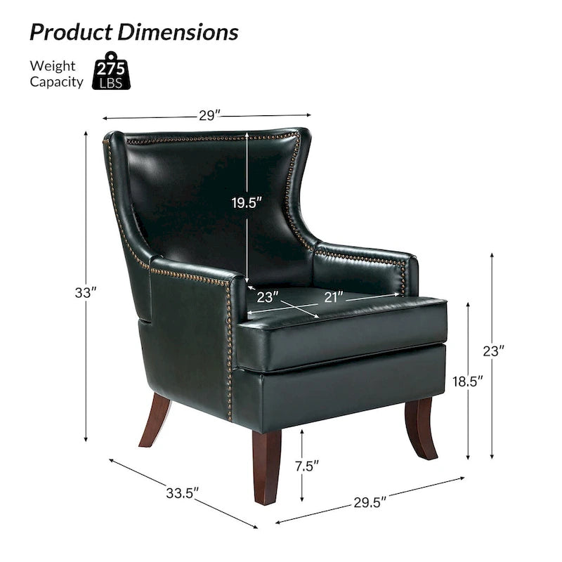 Fauteuil à oreilles ergonomique en similicuir végétalien de style Mid-Century Modern
