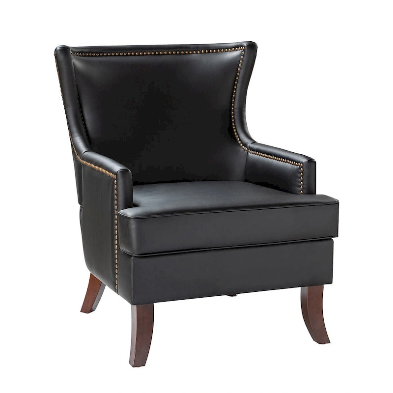 Fauteuil à oreilles ergonomique en similicuir végétalien de style Mid-Century Modern