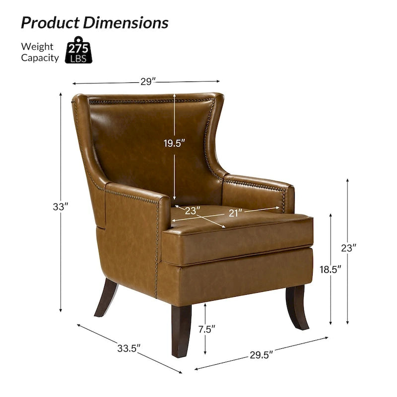 Fauteuil à oreilles ergonomique en similicuir végétalien de style Mid-Century Modern